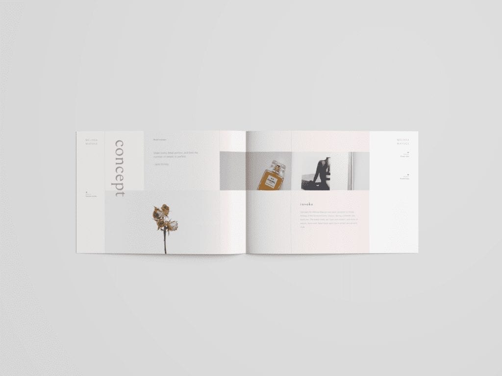 A brochure with a white background and a flower on it, designed for brand development in Australia.