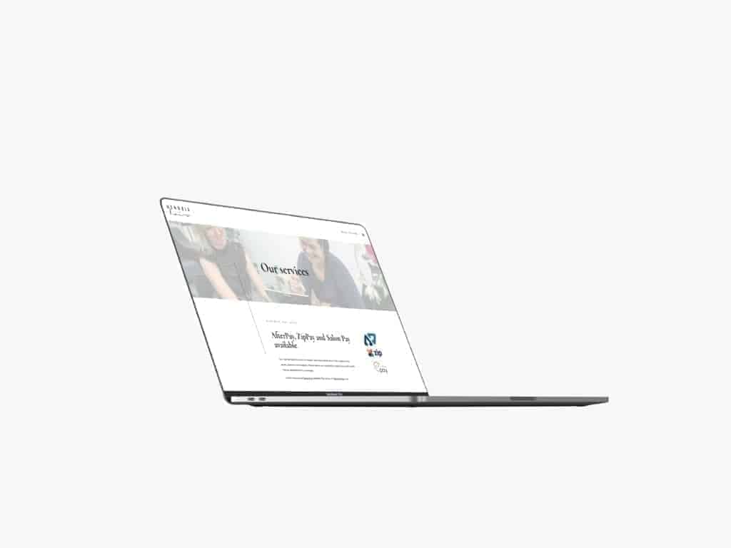 Laptop mockup with website on screen
